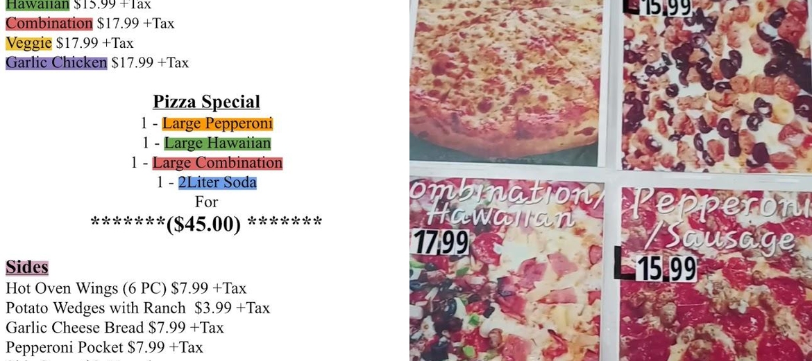 Walker's Pizza & Deli Menu